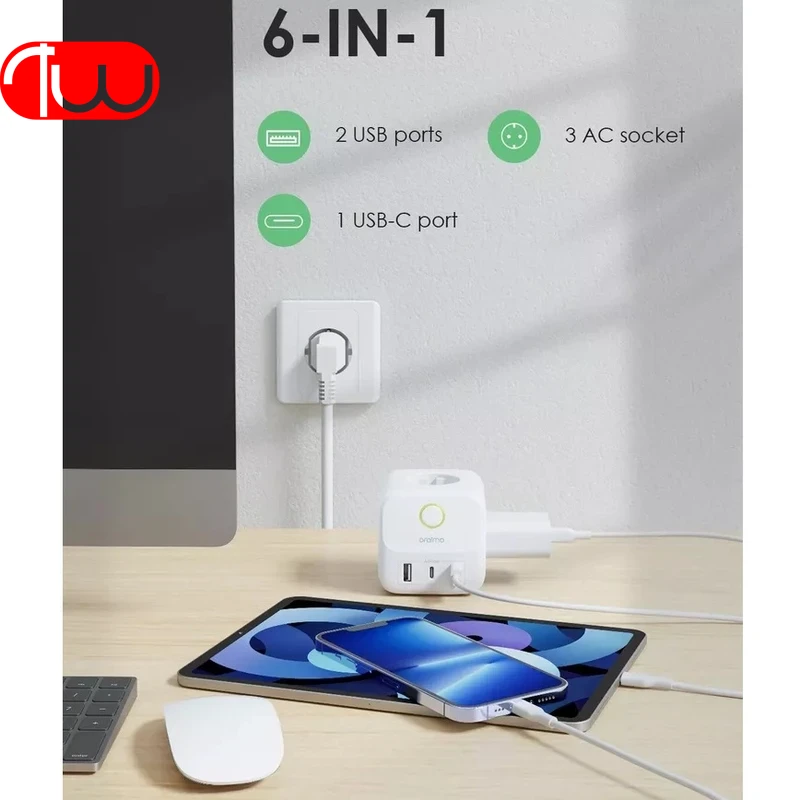 سه راهی برق دارای برق کابل شارژ موبایلی Oraimo OWS W342