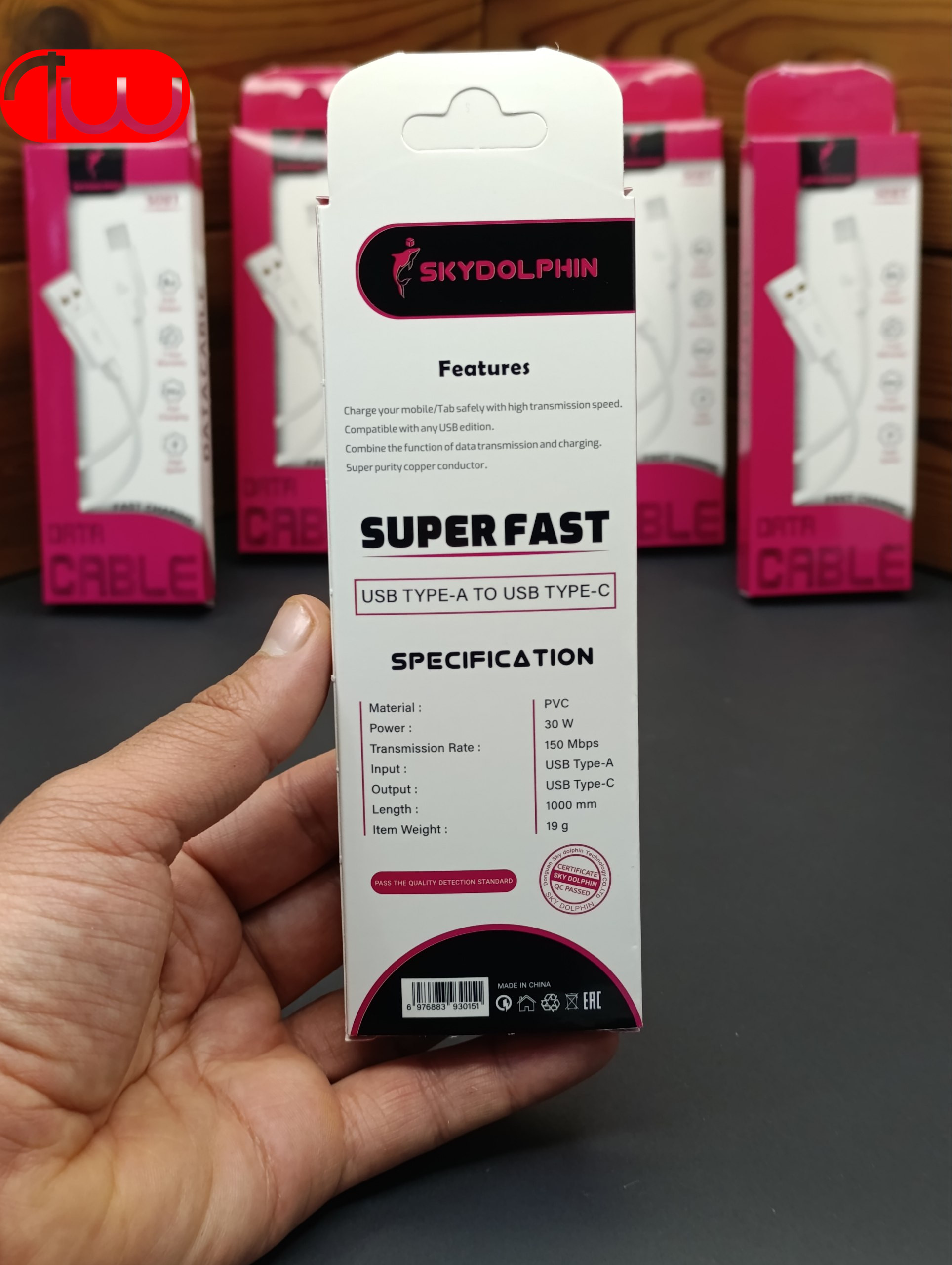 کابل شارژ فست 6 امپر تایپ سی SKY DOLPHIN S08T Type-C